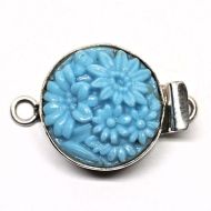 Vintage blue pressed flower clasp