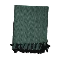 Green and black hand-loomed cotton blanket