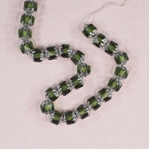 Olive green and silver cathedral beads
