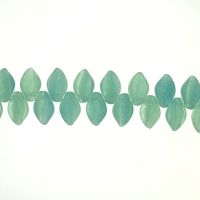 12 mm by 8 mm top-drilled vintage frosted blue-green glass leaves