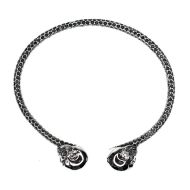 Sterling silver double skull bracelet