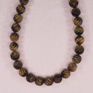 11 mm carved round tiger eye beads
